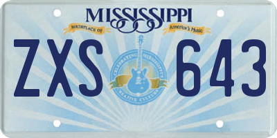 MS license plate ZXS643