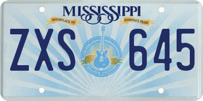 MS license plate ZXS645