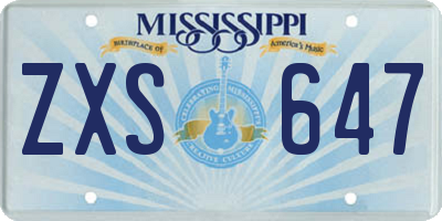 MS license plate ZXS647