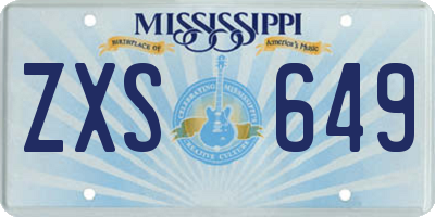 MS license plate ZXS649