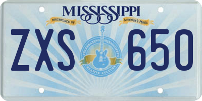 MS license plate ZXS650