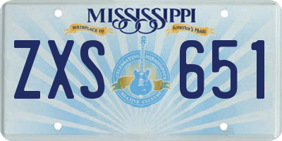 MS license plate ZXS651