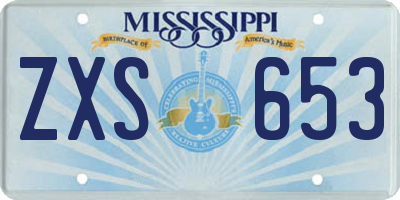 MS license plate ZXS653
