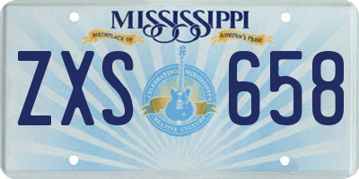 MS license plate ZXS658
