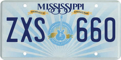 MS license plate ZXS660