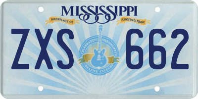 MS license plate ZXS662