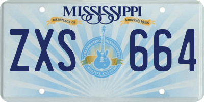 MS license plate ZXS664