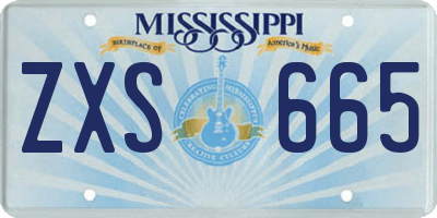MS license plate ZXS665