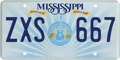 MS license plate ZXS667