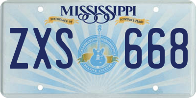 MS license plate ZXS668