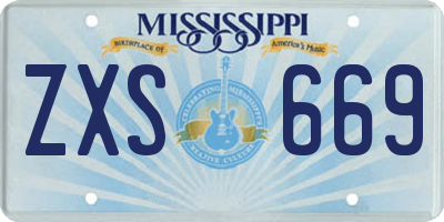 MS license plate ZXS669