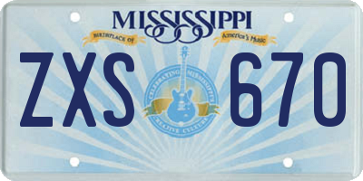 MS license plate ZXS670