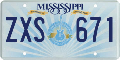 MS license plate ZXS671