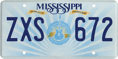 MS license plate ZXS672