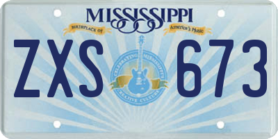 MS license plate ZXS673