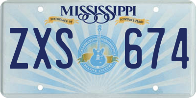 MS license plate ZXS674