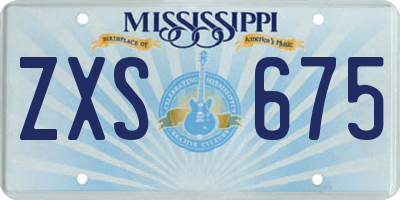 MS license plate ZXS675