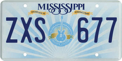 MS license plate ZXS677