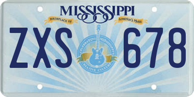 MS license plate ZXS678