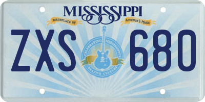 MS license plate ZXS680