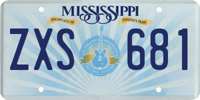 MS license plate ZXS681
