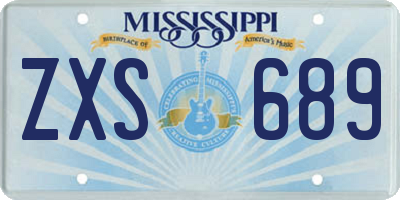 MS license plate ZXS689