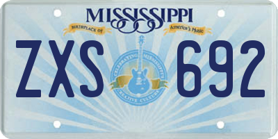 MS license plate ZXS692