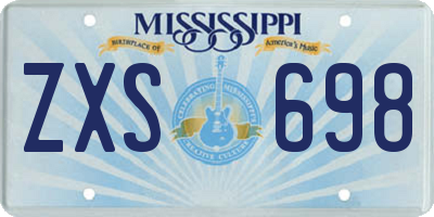 MS license plate ZXS698