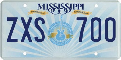 MS license plate ZXS700