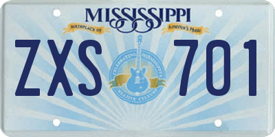 MS license plate ZXS701