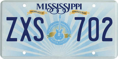 MS license plate ZXS702
