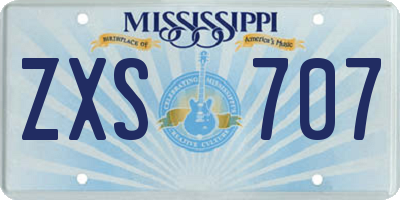MS license plate ZXS707