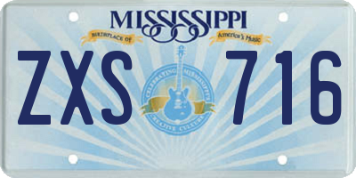 MS license plate ZXS716