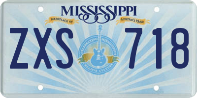 MS license plate ZXS718