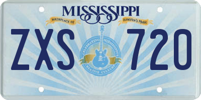 MS license plate ZXS720