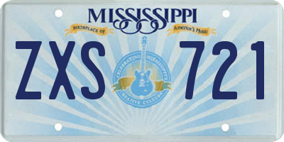 MS license plate ZXS721