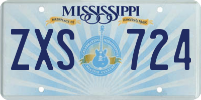 MS license plate ZXS724