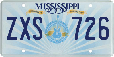 MS license plate ZXS726