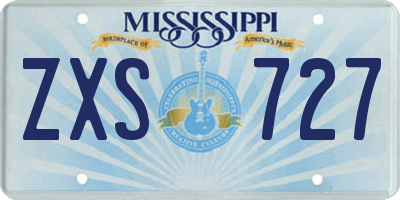 MS license plate ZXS727
