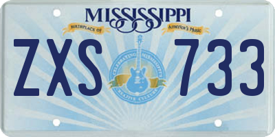 MS license plate ZXS733