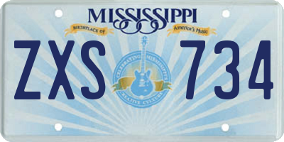 MS license plate ZXS734