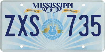 MS license plate ZXS735
