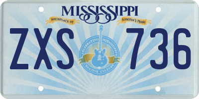 MS license plate ZXS736