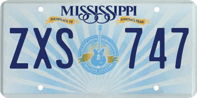MS license plate ZXS747