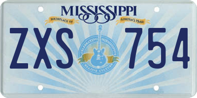 MS license plate ZXS754