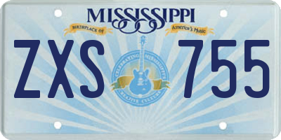 MS license plate ZXS755