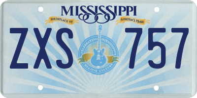 MS license plate ZXS757