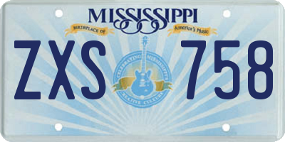 MS license plate ZXS758