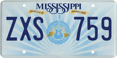 MS license plate ZXS759