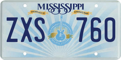 MS license plate ZXS760